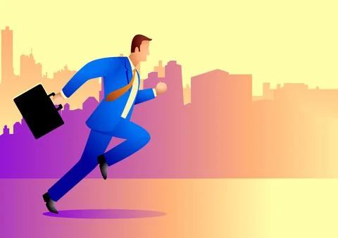 Businessman running with briefcase Stock Illustration