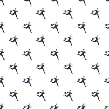 Businessman running with briefcase seamless pattern Illustrazione stock