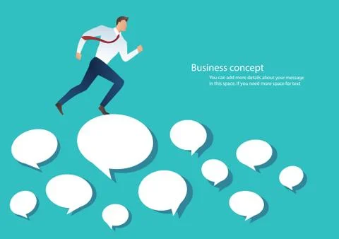 Businessman running on chat box vector Stock Illustration