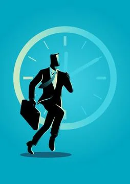 Businessman running on clock background Stock Illustration