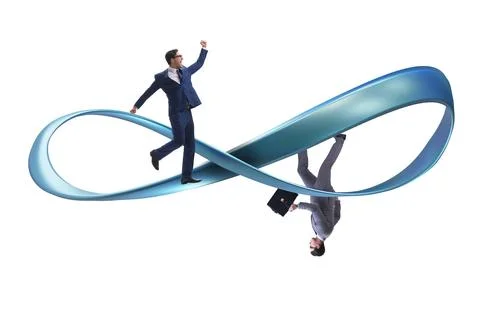 Businessman running on the endless loop Stock Photos