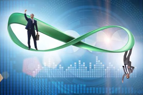Businessman running on the endless loop Stock Photos