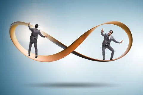 Businessman running on the endless loop Stock Photos