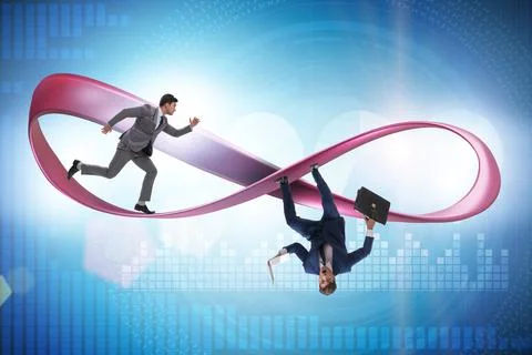 Businessman running on the endless loop Stock Photos