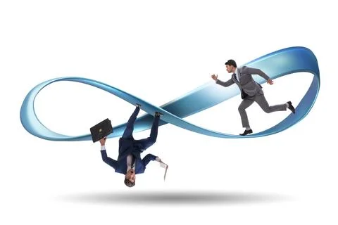 Businessman running on the endless loop Stock Photos