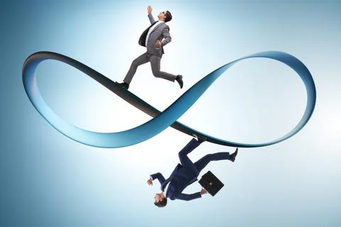 Businessman running on the endless loop Stock Photos