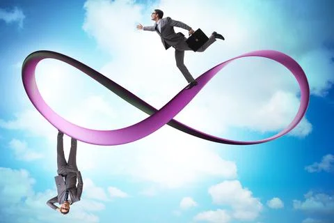 Businessman running on the endless loop Stock Photos