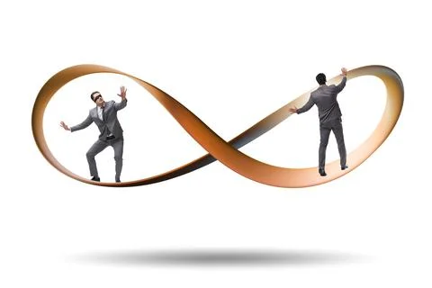 Businessman running on the endless loop Stock Photos