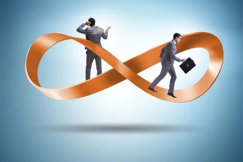 Businessman running on the endless loop Stock Photos