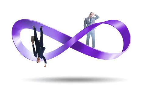 Businessman running on the endless loop Stock Photos