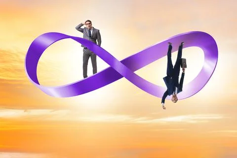 Businessman running on the endless loop Stock Photos