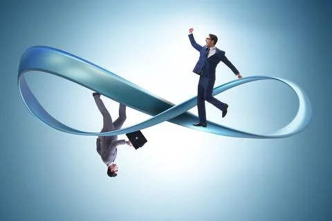 Businessman running on the endless loop Stock Photos