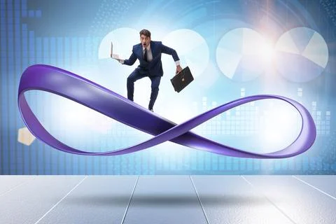Businessman running on the endless loop Stock Photos