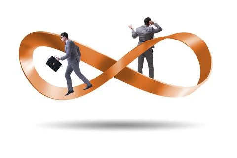 Businessman running on the endless loop Stock Photos