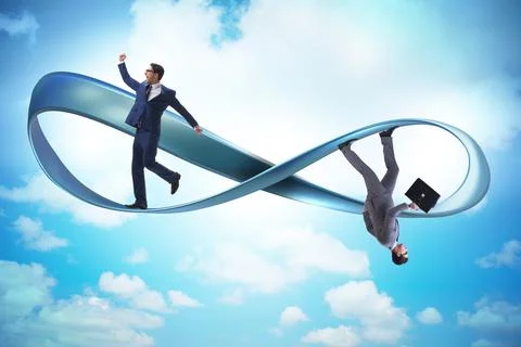 Businessman running on the endless loop Stock Photos