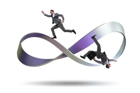 Businessman running on the endless loop Stock Photos