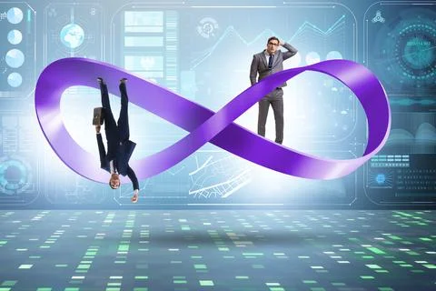 Businessman running on the endless loop Stock Photos