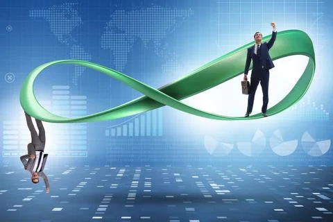 Businessman running on the endless loop Stock Photos
