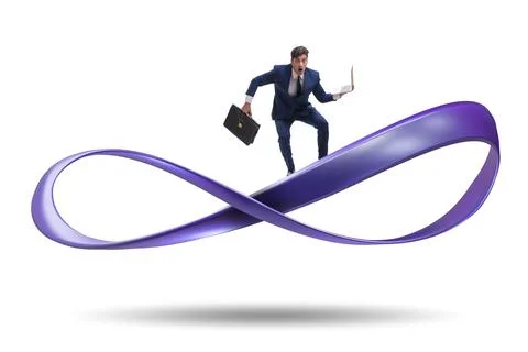 Businessman running on the endless loop Stock Photos