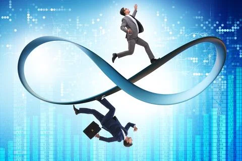 Businessman running on the endless loop Stock Photos