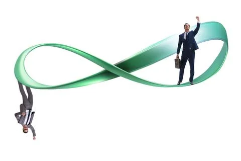 Businessman running on the endless loop Stock Photos