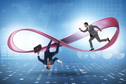 Businessman running on the endless loop Stock Photos