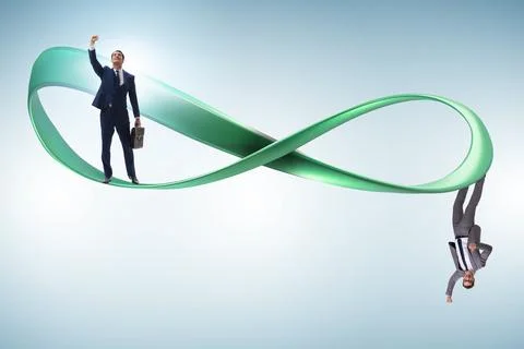 Businessman running on the endless loop Stock Photos