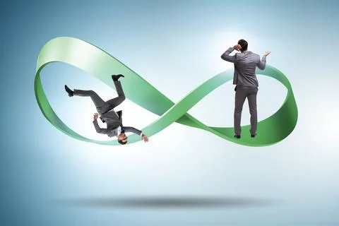 Businessman running on the endless loop Stock Photos