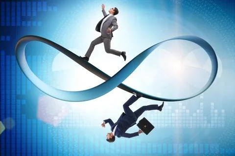 Businessman running on the endless loop Stock Photos
