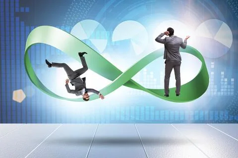 Businessman running on the endless loop Stock Photos