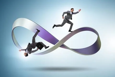 Businessman running on the endless loop Stock Photos