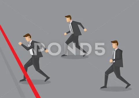 Businessman running to finish line vector illustration Stock Illustration