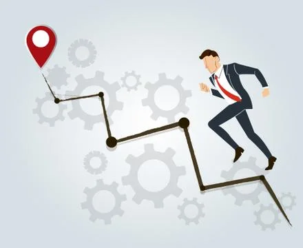 Businessman running with high graph vector Stock Illustration