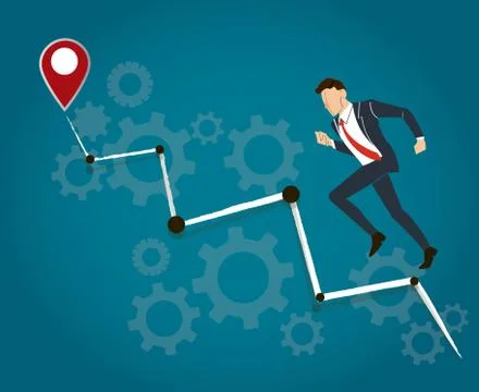 Businessman running with high graph vector Stock Illustration