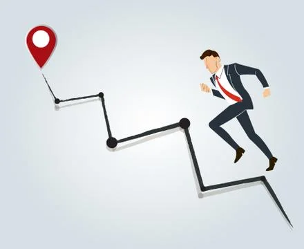 Businessman running with high graph vector Stock Illustration