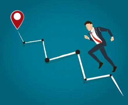 Businessman running with high graph vector Stock Illustration