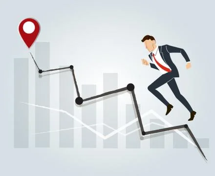 Businessman running with high graph vector Stock Illustration