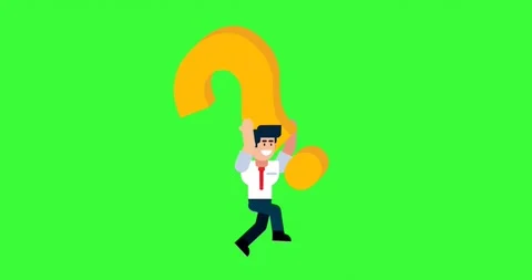 Businessman Running with Large Question Mark on Green Screen Background 库存影片 307380661