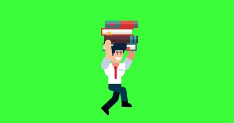 Businessman Running with Stack of Books on Green Screen Background 库存影片 306561273