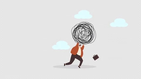 Businessman Running with Tangled Burden, Symbolizing Stress and Work Stock Footage 346436519