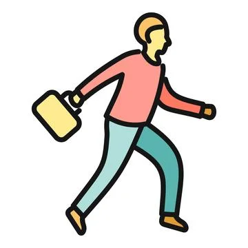 Businessman rushing to work carrying briefcase illustration Stock Illustration