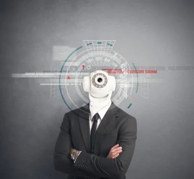 Businessman with security camera in the head Stock Illustration