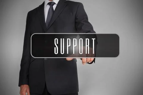 Businessman selecting label with support written on it Stock Photos