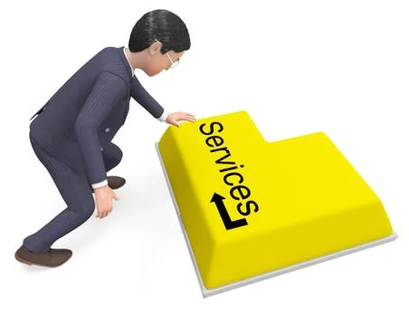 Businessman Selecting Services Represents Help Desk And Advice Stock Illustration
