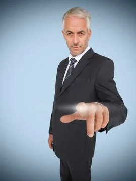 Businessman selecting something Stock Photos