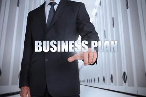 Businessman selecting the term business plan Stock Photos