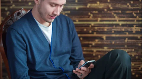Businessman Sending Text Message With Cell Phone Видео 32757055
