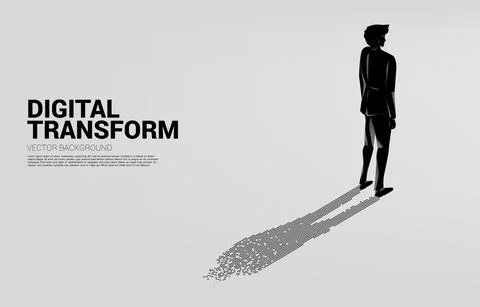 Businessman with shadow from digital dot pixel. business concept of digital t Stock Illustration