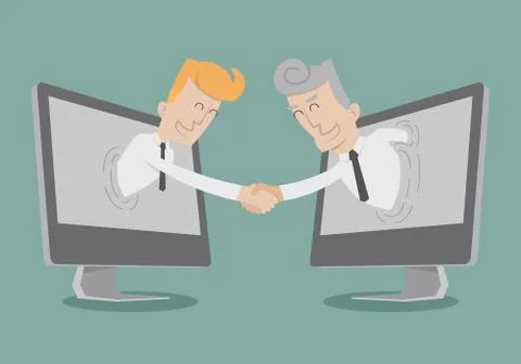Businessman shake hand , Online Business , Online Marketing t Stock Illustration