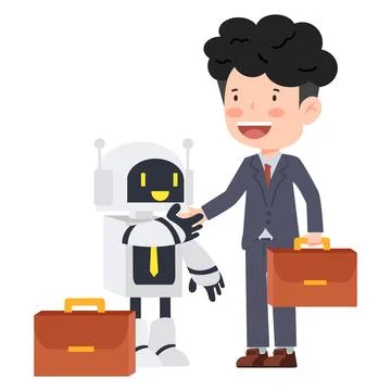 Businessman shaking hand with a robot vector イラスト素材